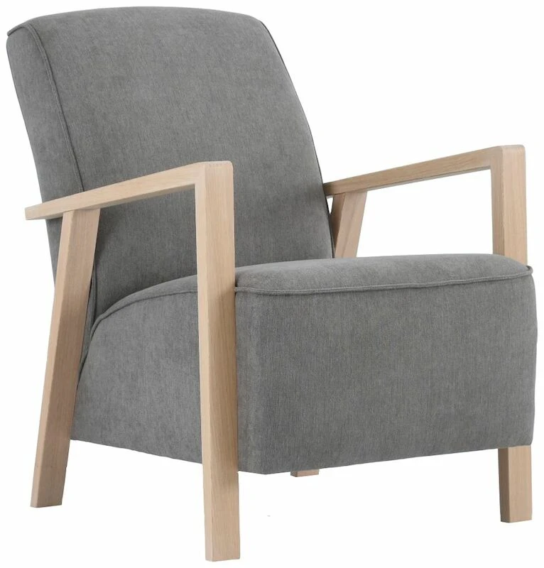 Saarni Nojatuoli Harmaa Thomas 02, Käsinojat Valkoinen öljytty Tammi - Image 3