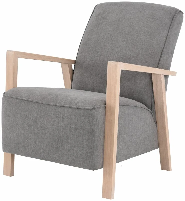 Saarni Nojatuoli Harmaa Thomas 02, Käsinojat Valkoinen öljytty Tammi