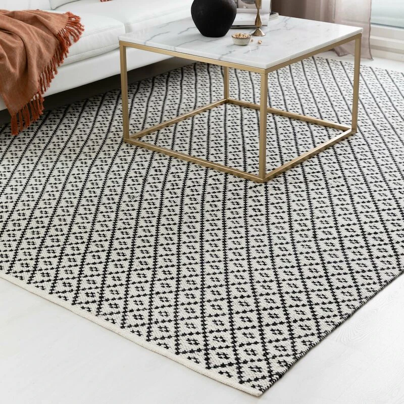 4Living Huurre Kaksipuolinen Villamatto 200x290 Cm Musta/valkoinen