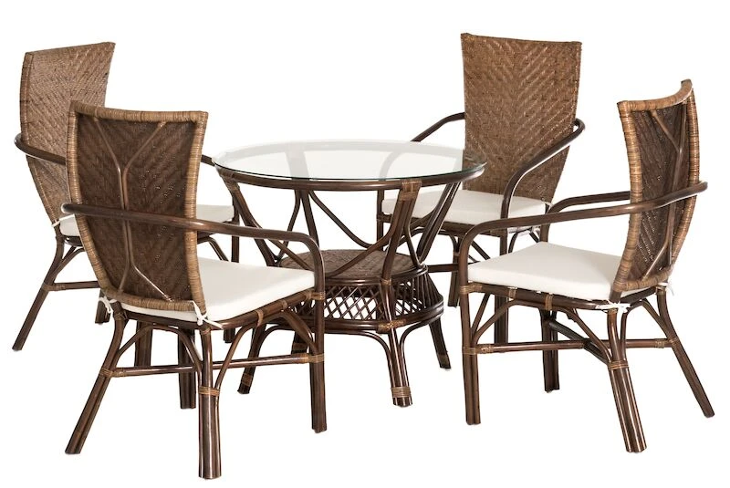 4Living Atalanta Rottinki 4-hengen Ruokailuryhmä Tummanruskea - Image 2