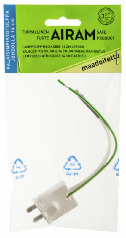 Airam Maadoitettu Valaisinjohto Pistotulpalla 14 Cm - Image 2