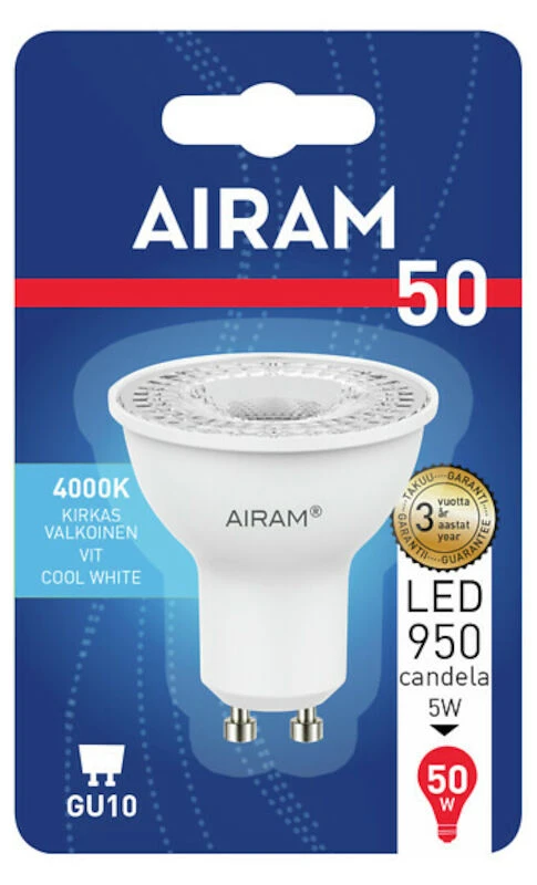 Airam Led-lamppu PAR16 840 390lm GU10 36D