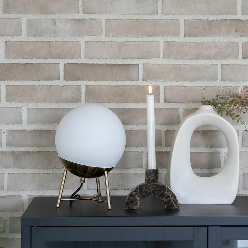 House Nordic Chelsea Pöytävalaisin Ø20 Cm Valkoinen/messinki