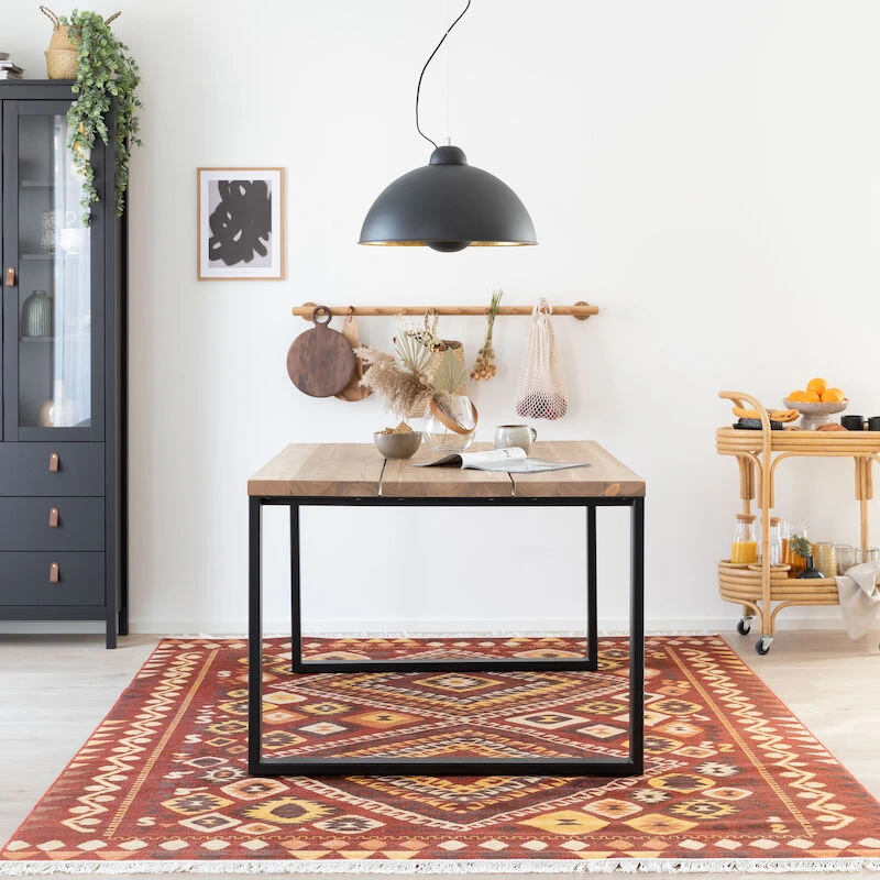 Ruska Ruokapöytä 150x100 Cm Antiikkipetsattu Harjattu Ja Lakattu Mänty/musta Met