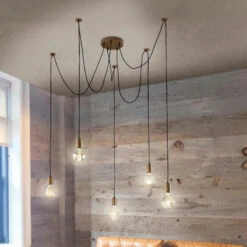 Trio Cord Riippuvalaisin 5-osainen Antiikkikupari